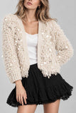 Textured Loop Knit Open Front Cardigan