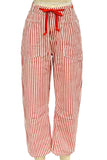 Striped Drawstring Straight Jeans