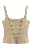 Square Neck Button Front Tank Top