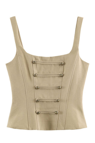 Square Neck Button Front Tank Top