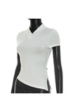 Side-Slit Cropped Crew Neck Tee