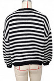 Striped V-Neck Button-Front Knit Cardigan