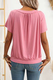 V-Neck Gathered Short Sleeve Top