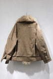 Curly Faux Fur Collar Zip-Up Coat
