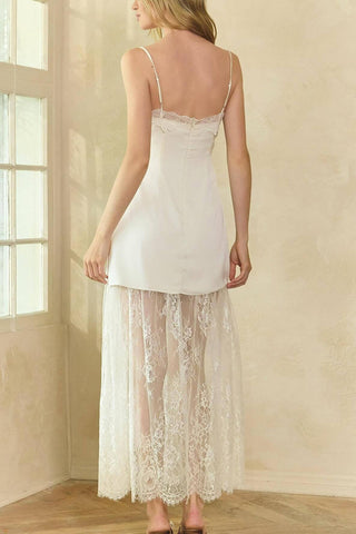 Sleeveless Lace Overlay Dress