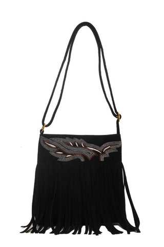 Fringe Patterned Suede Tote