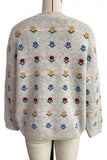 Floral Applique Crew Neck Knit Sweater
