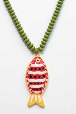 Fish Pendant Beaded Necklace