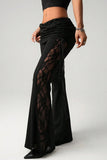 Sheer Lace Side Pleated Pants