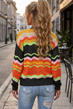 Colorblock Chevron Knit Cardigan