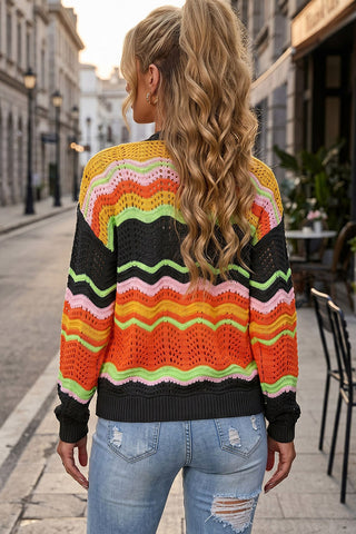 Colorblock Chevron Knit Cardigan