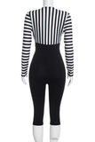 Striped V-Neck Lace-Up Bodycon Romper