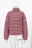 Striped Zip-Up Mock Neck Cardigan