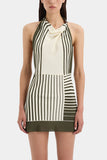 Halter Neck Stripe Open Back Dress