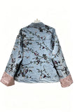 Floral Mandarin Collar Denim Jacket