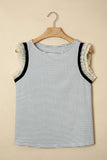 Ruffle Trim Contrast Stripe Tank Top