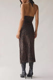 Ruched Halter High-Slit Dress