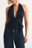 Polka Dot Cross-Halter Top