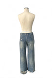 Studded Distressed Straight Jeans