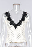 Lace-Trim Polka Dot Tank