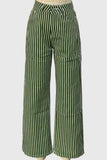 Striped High-Waist Straight Jeans