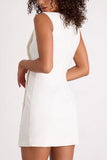 Sleeveless Button-Accented Evening Dress