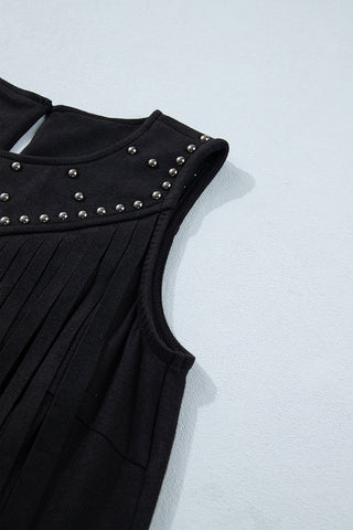 Studded Fringe Sleeveless Tank Top