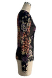Sheer Floral Print Button-Front Blouse