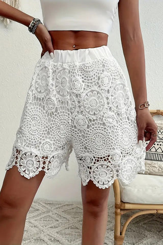 High-Waist Lace Casual Shorts