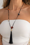 Beaded Tassel Cord Necklace