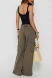 High-Waist Wide-Leg Cargo Casual Pants
