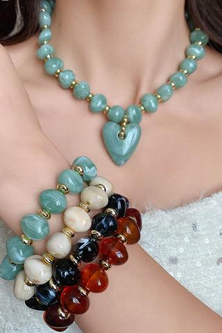 Heart Pendant Beaded Necklace