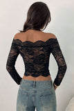 Floral Lace Off-Shoulder Long Sleeve Blouse
