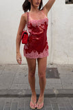 Sequin Lace Trim Slip Mini Casual Dress