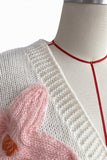 Floral Applique V-Neck Button-Front Cardigan