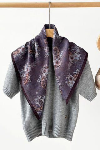 Paisley and Polka Dot Print Square Scarf