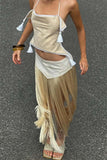 Halter Tassel Detail Skirt Set
