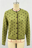 Polka Dot Knit Button-Front Cardigan