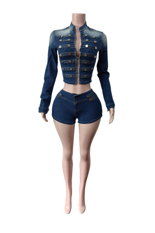 Military Button Short Set