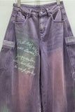 Graphic Script Pocket Baggy Jeans