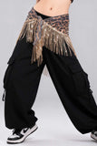 Leopard Sequin Fringe Wrap Belt