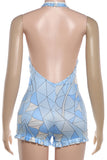 Halter Neck Patterned Romper