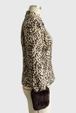 Spotted Faux Fur Cuff Long Sleeve Coat