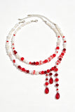 Layered Beaded Drop Pendant Necklace