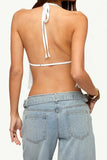 Sequin Halter Fringe Crop Tank