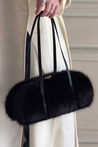 Faux Fur Top Handle Bag