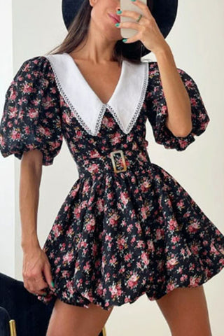 Casual Floral Dress with Pleated Skirt
