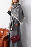 Botanical Print Reversible Fringe Wrap Scarf