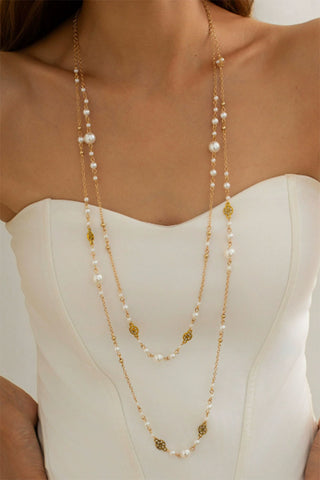 Pearl Layered Chain Necklace