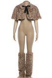 Printed Cape Collar Shrug Set